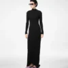 Langärmeliges asymmetrisches Abendkleid mit gedrehtem Rücken