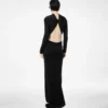 Langärmeliges asymmetrisches Abendkleid mit gedrehtem Rücken