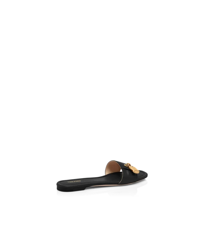 Leder-Pantolette mit Vorhängeschloss
