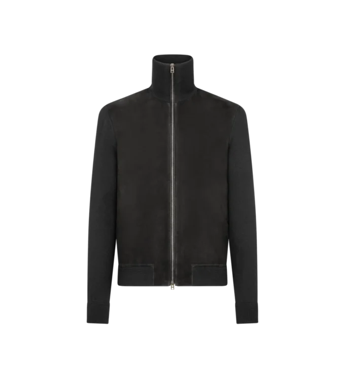 Merino-Fullzip mit Wildlederfront