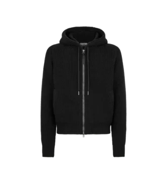 Merino-Hoodie mit halber Strickjacke