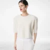 Merino-Kaschmir-T-Shirt mit Rundhalsausschnitt und Python-Detail aus Seidenchenille
