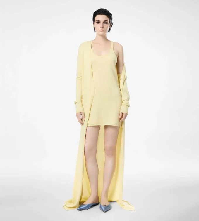 Merino-Piqué-Kleid ohne Ärmel