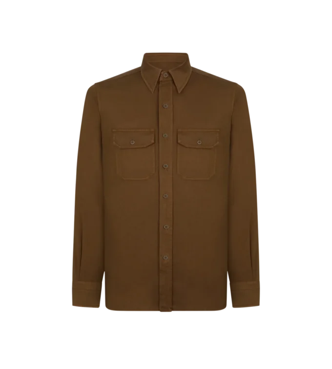 Militärhemd aus Baumwoll-Leinen-Drillich