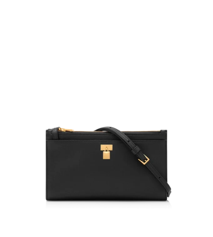 Mini-Tasche aus naturbelassenem Leder mit Vorhängeschloss und Riemen