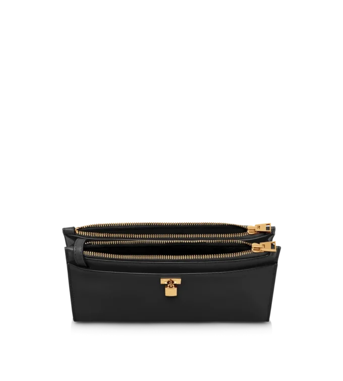 Mini-Tasche aus naturbelassenem Leder mit Vorhängeschloss und Riemen