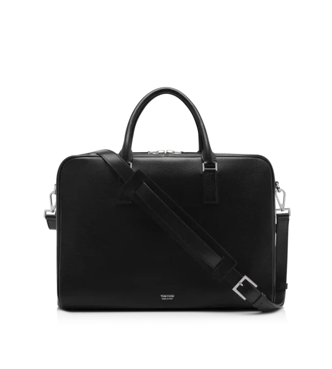 Minimalistische Aktentasche aus genarbtem Leder