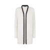 Mittellanger offener Cardigan aus Merino-Piqué mit Satinbesatz