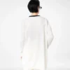 Mittellanger offener Cardigan aus Merino-Piqué mit Satinbesatz