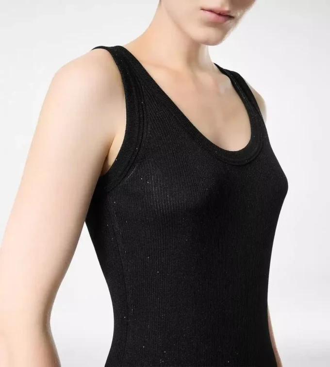 Mittellanges Tanktop-Kleid mit Mikro-Paillettenverzierung