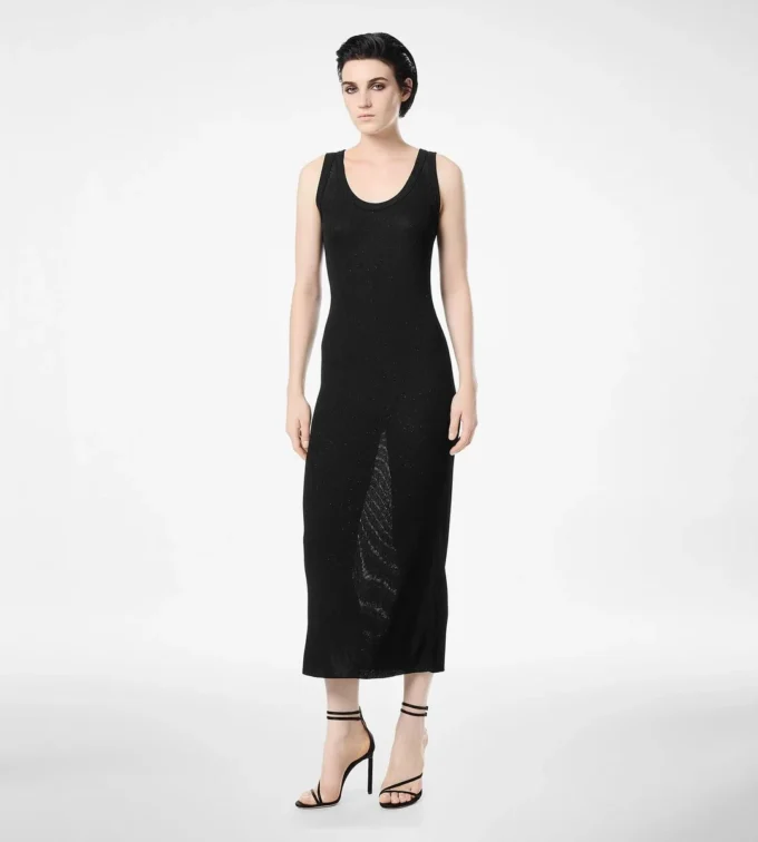 Mittellanges Tanktop-Kleid mit Mikro-Paillettenverzierung