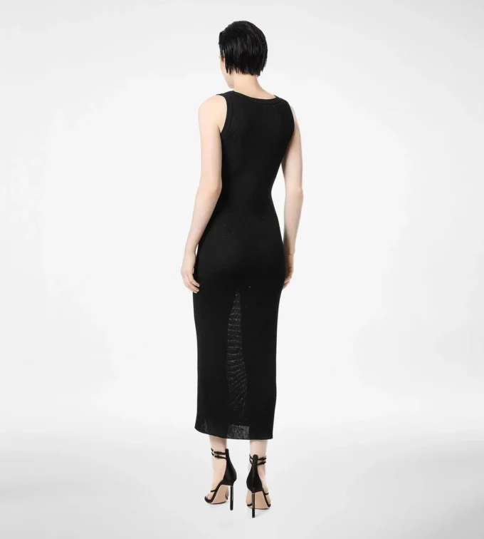 Mittellanges Tanktop-Kleid mit Mikro-Paillettenverzierung
