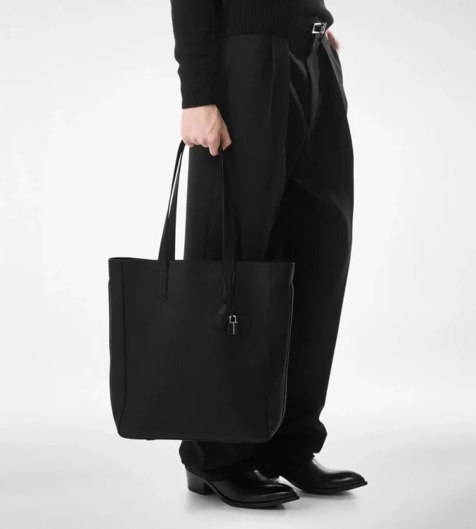 North South Tote aus Naturleder