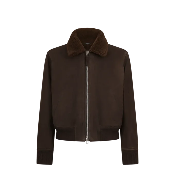 Nubuck-Lammfell-Fliegerjacke