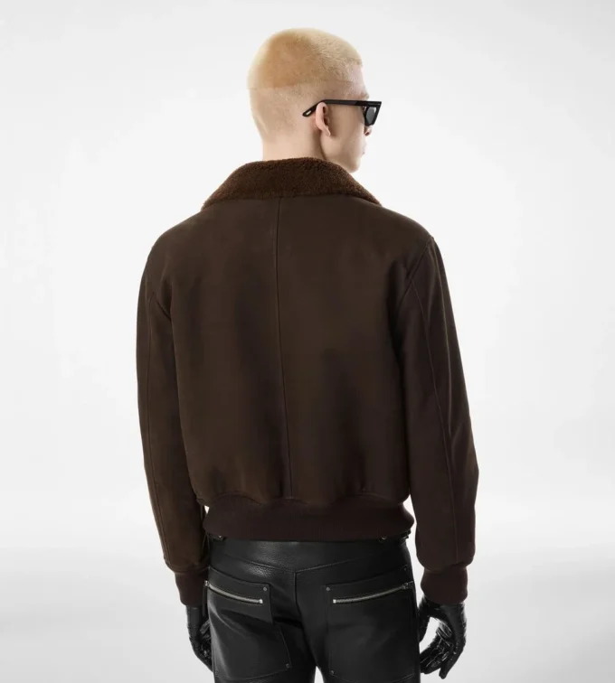 Nubuck-Lammfell-Fliegerjacke