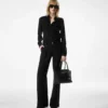 Plissierte Seidenhose mit weitem Bein
