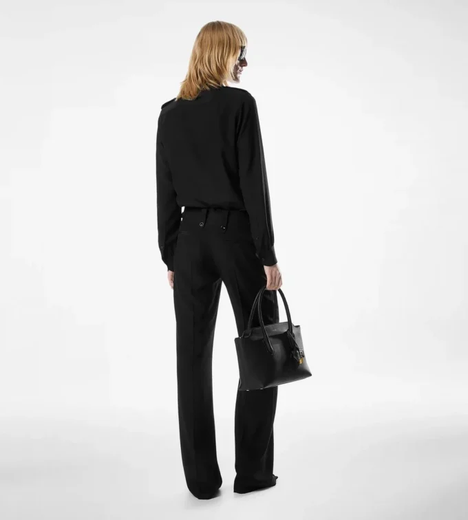 Plissierte Seidenhose mit weitem Bein