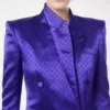 Polka Dot Jacquard Double Breasted Peak Lapel Jacket