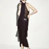 Seidenwickelrock mit Polka-Dot-Muster und Lederdetails