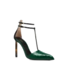 Pumps mit T-Riemen aus bedrucktem Pythonleder