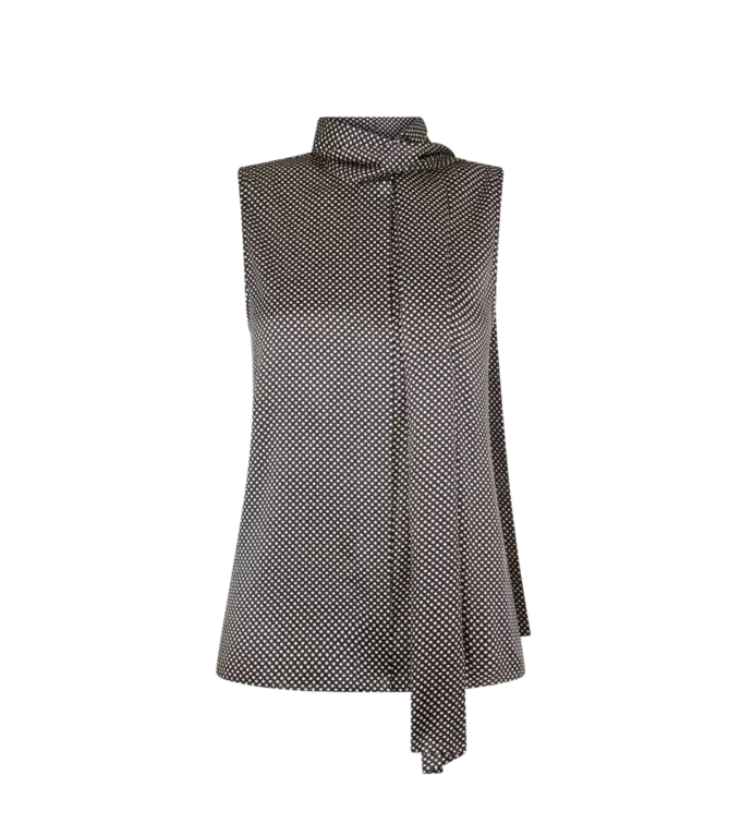 Ärmellose Lavalliere-Seidenbluse