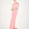 Ärmelloses asymmetrisches Abendkleid mit gedrehtem Rücken