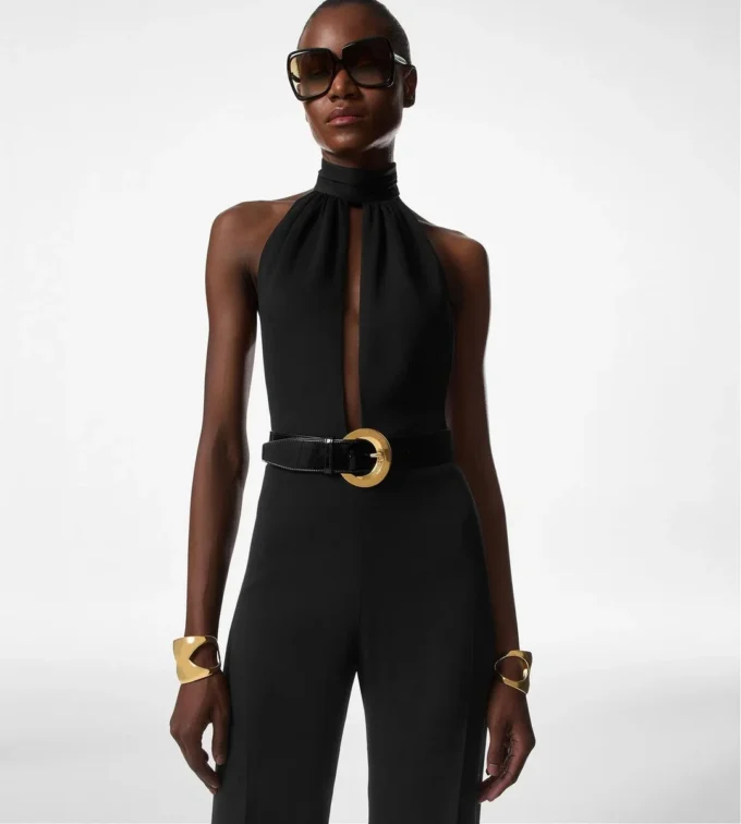 Sable‘ Neckholder-Jumpsuit mit Gürtel