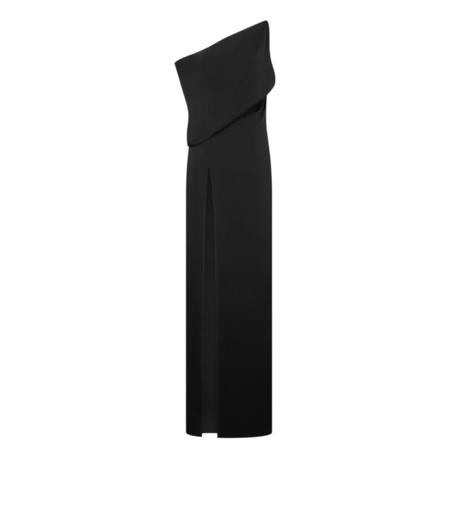 Schulterfreies Abendkleid mit Seitenschlitz