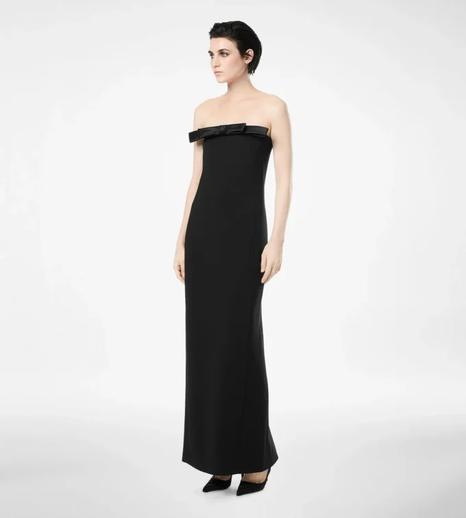 Schweres Cocktailkleid aus Crêpe Envers-Satin mit Schleifendetail