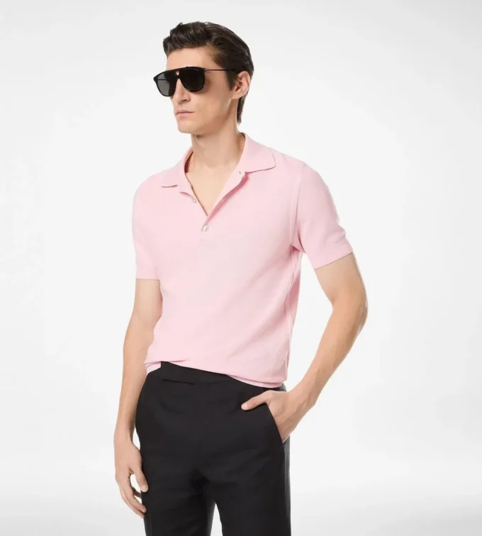 Seiden-Baumwoll-Piqué-Polo