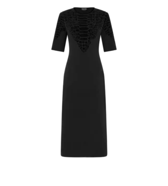 Seiden-Chenille-Kleid mit Python-Prägung und Rundhalsausschnitt