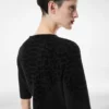 Seiden-Chenille-Kleid mit Python-Prägung und Rundhalsausschnitt