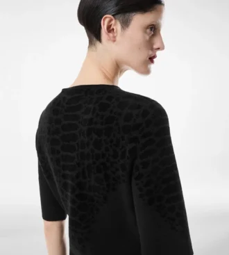 Seiden-Chenille-Kleid mit Python-Prägung und Rundhalsausschnitt