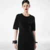 Seiden-Chenille-Kleid mit Python-Prägung und Rundhalsausschnitt