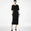 Seiden-Chenille-Kleid mit Python-Prägung und Rundhalsausschnitt