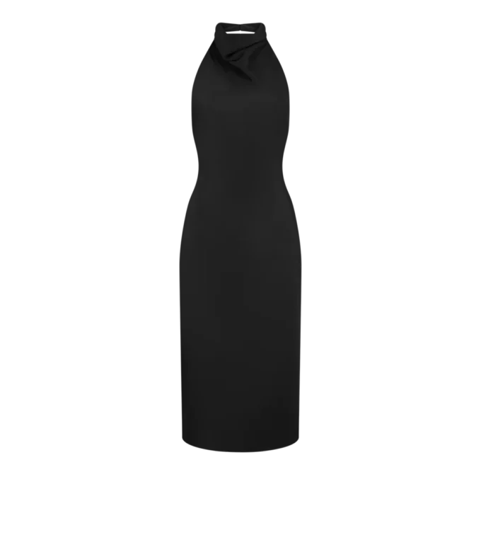 Seiden-Cocktailkleid mit Neckholder und offenem Rücken