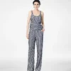 Seiden-Georgette-Hose mit Paillettenstickerei