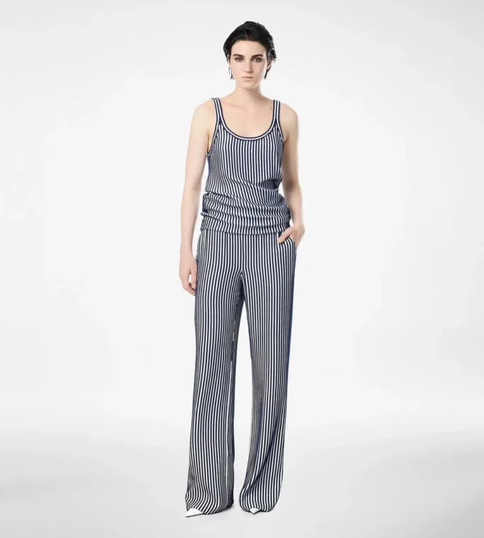 Seiden-Georgette-Hose mit Paillettenstickerei