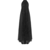 Seiden-Halterneck-Abendkleid mit Sunray-Plissee und Lederdetails