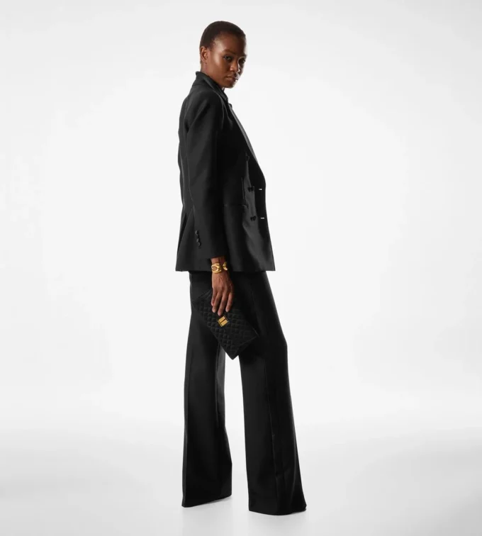 Seidenmischung-Twill-Smokinghose mit Bootcut-Schnitt