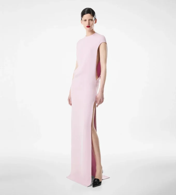 Seiden-Stretch-Abendkleid aus doppeltem Georgette