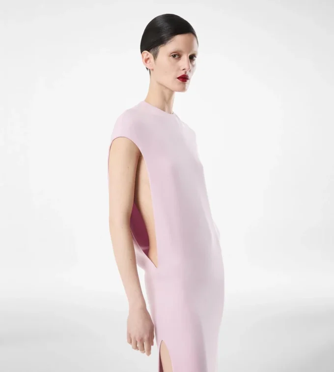 Seiden-Stretch-Abendkleid aus doppeltem Georgette