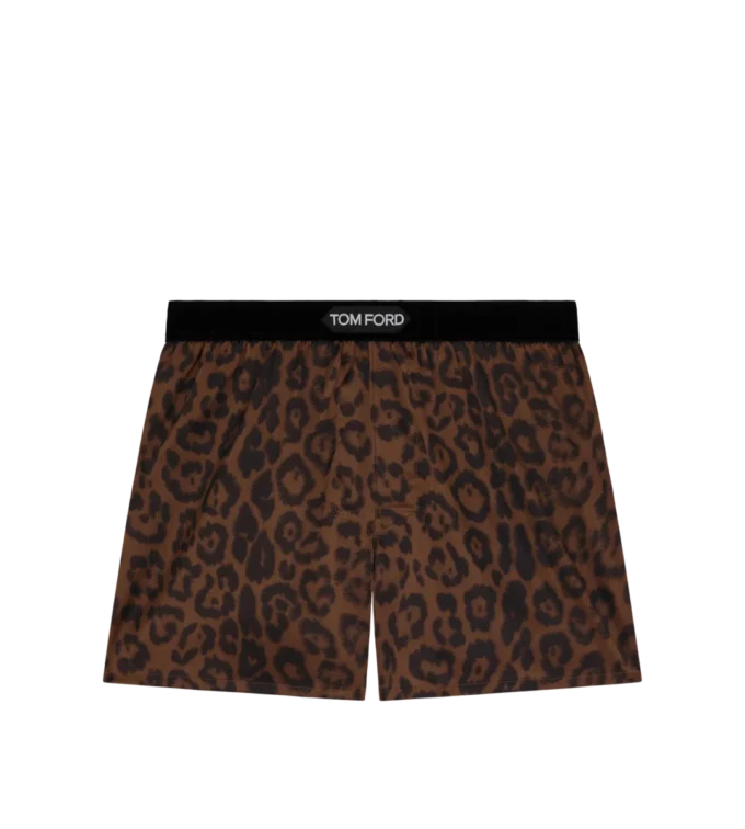 Seidenboxershorts mit Leopardenmuster
