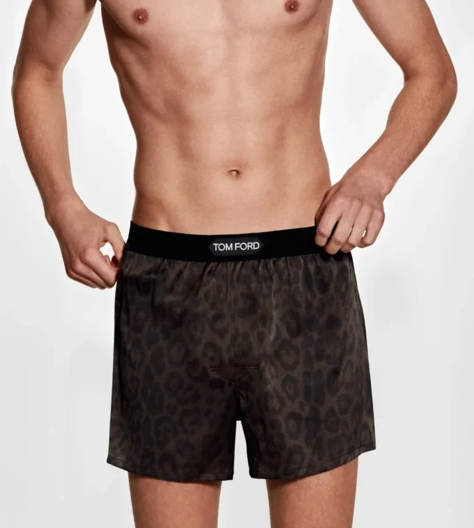 Seidenboxershorts mit Leopardenmuster