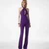 Seidenjumpsuit mit Neckholder und gedrehtem Vorderteil