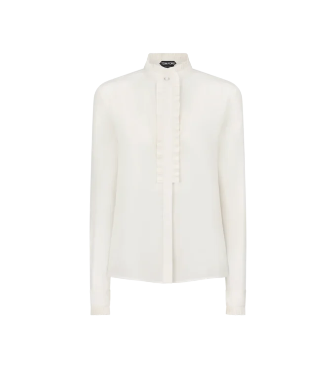 Seidenkrepp-Shirt mit Plissee-Details