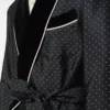 Seidenmantel mit Polka-Dot-Muster und Schalkragen