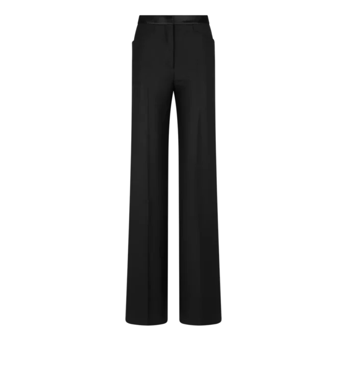 Seidenmischung-Twill-Smokinghose mit Bootcut-Schnitt