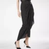 Seidenwickelrock mit Polka-Dot-Muster und Lederdetails