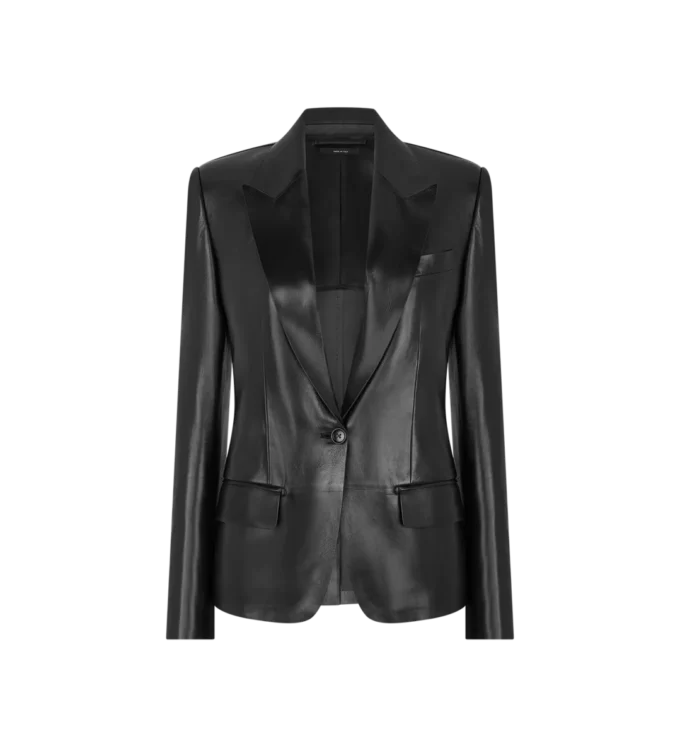 Seidige Guanteria-Lederjacke mit Einreiher